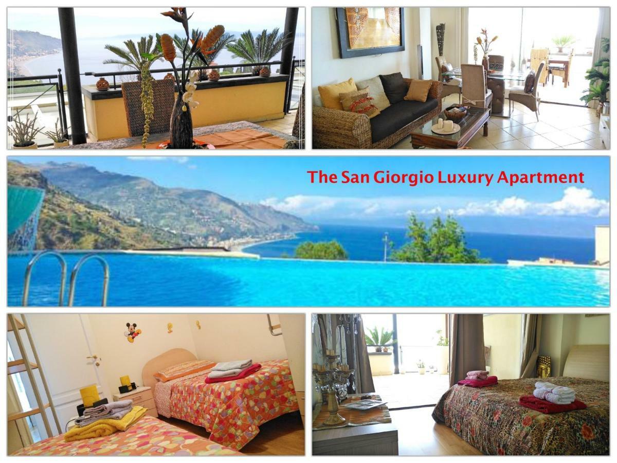 San Giorgio Luxury Apartment Taormina-Panoramic Pool & Parking Space Exterior photo
